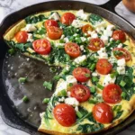 spinach feta frittata fresh from oven