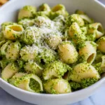 Broccoli pasta with fresh broccoli and Parmesan