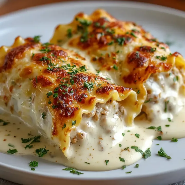 Cheesy chicken Alfredo lasagna fresh out of the oven