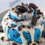 Fresh Cookie Monster Cinnamon Rolls with cookie topping