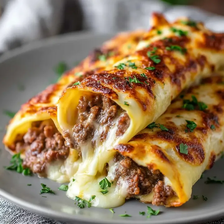 Keto Philly Cheesesteak Rolls close up with steak onions peppers and cheese