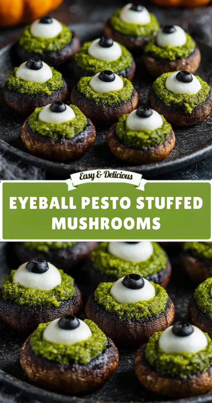 Eyeball Pesto Stuffed Mushrooms