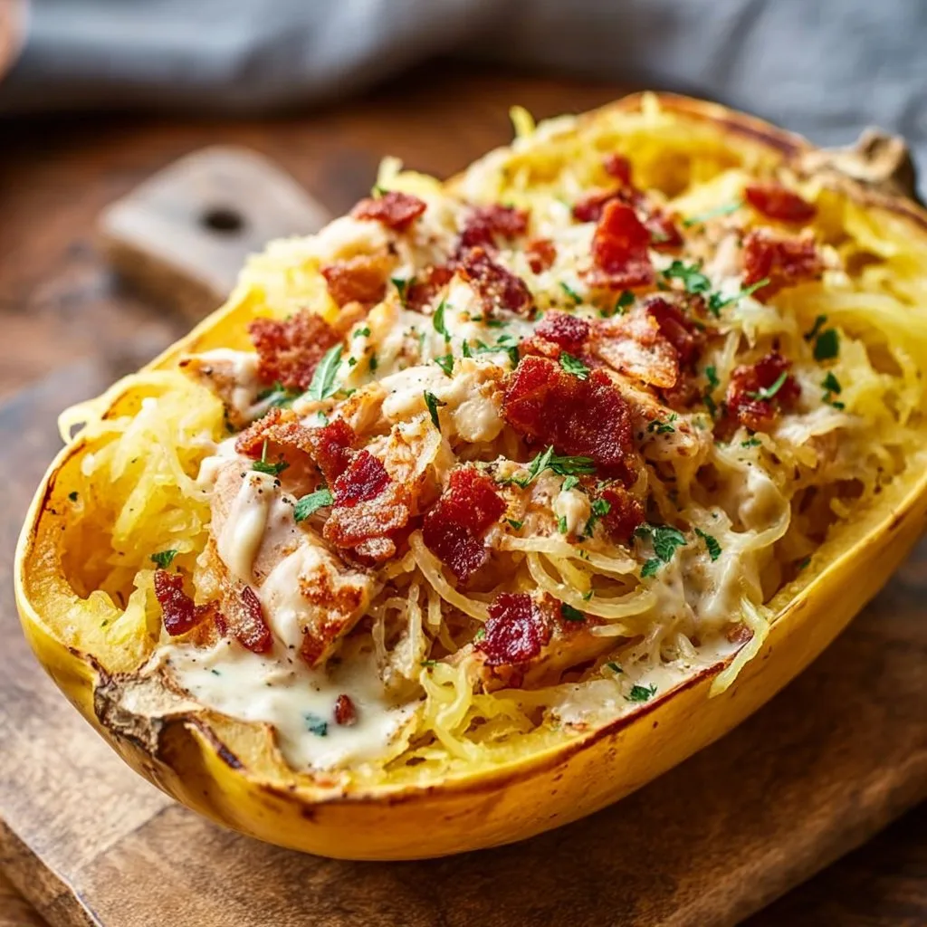Chicken Bacon Ranch Spaghetti Squash Recipe