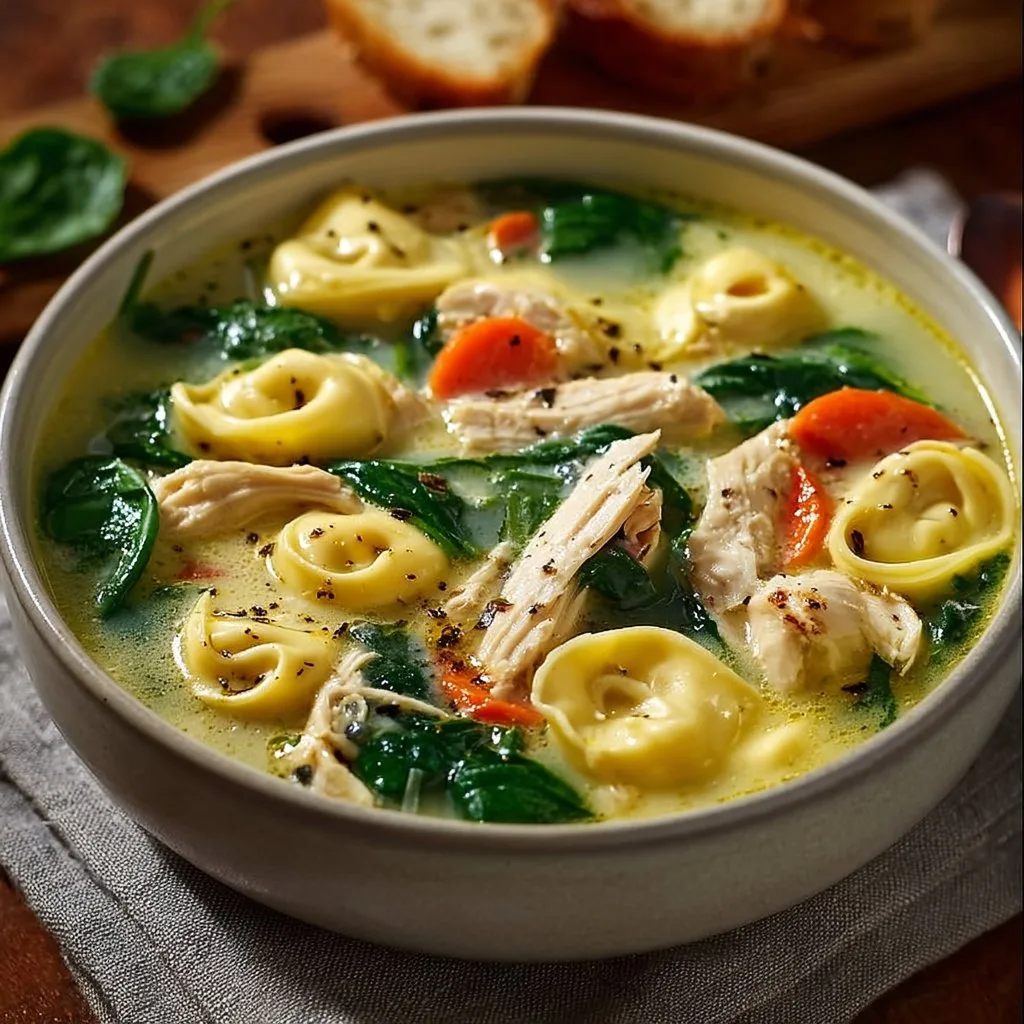 Chicken Spinach Tortellini Soup