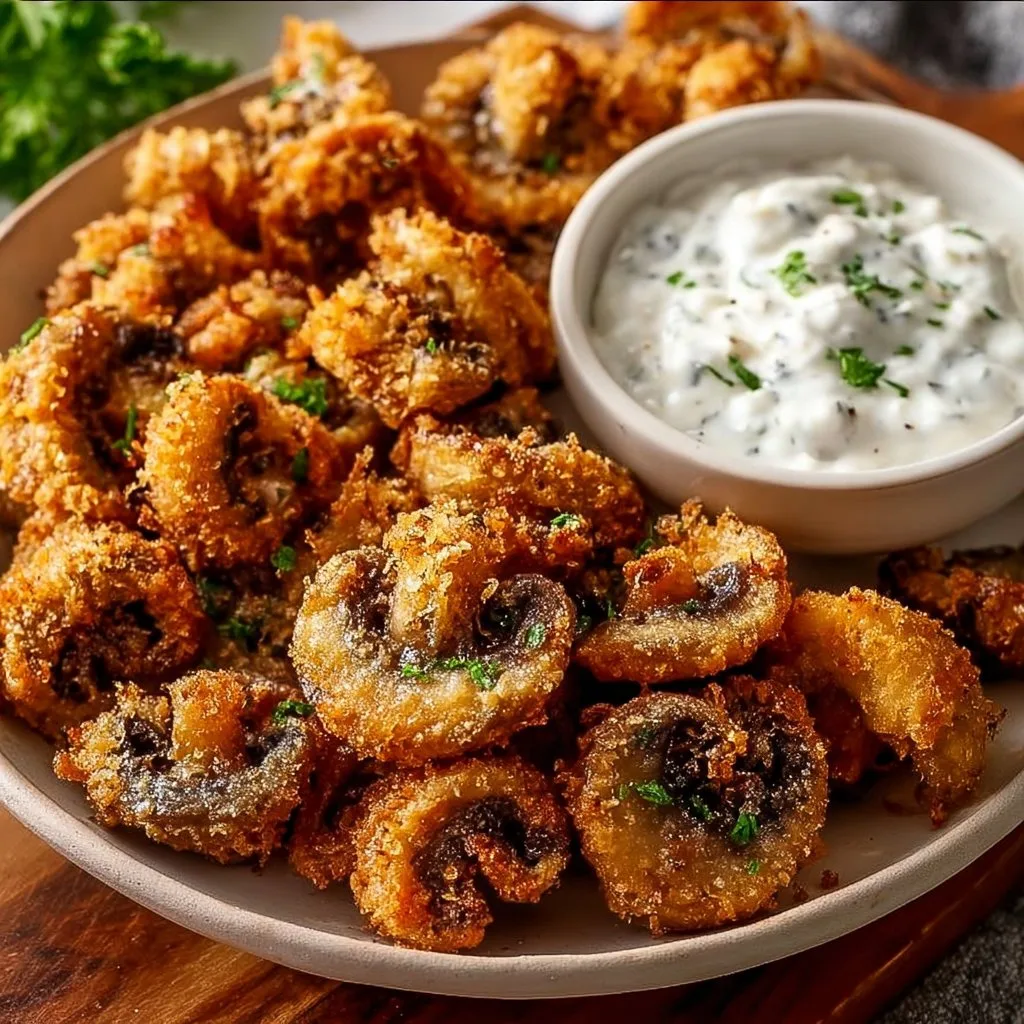 Crispy Fried Mushrooms With Cool Ranch Dip 3 Crispy Fried Mushrooms With Cool Ranch Dip