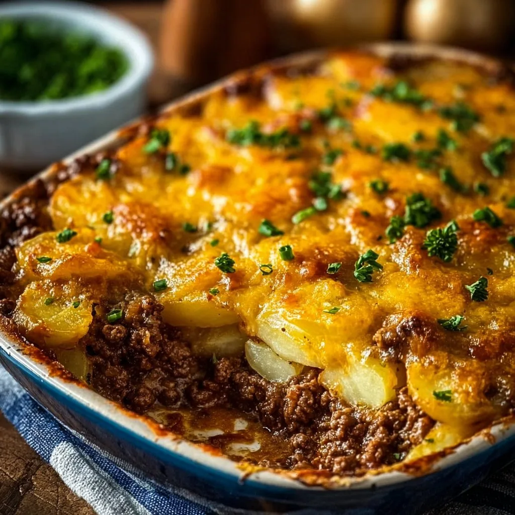 Cheesy Ground Beef & Potato Casserole