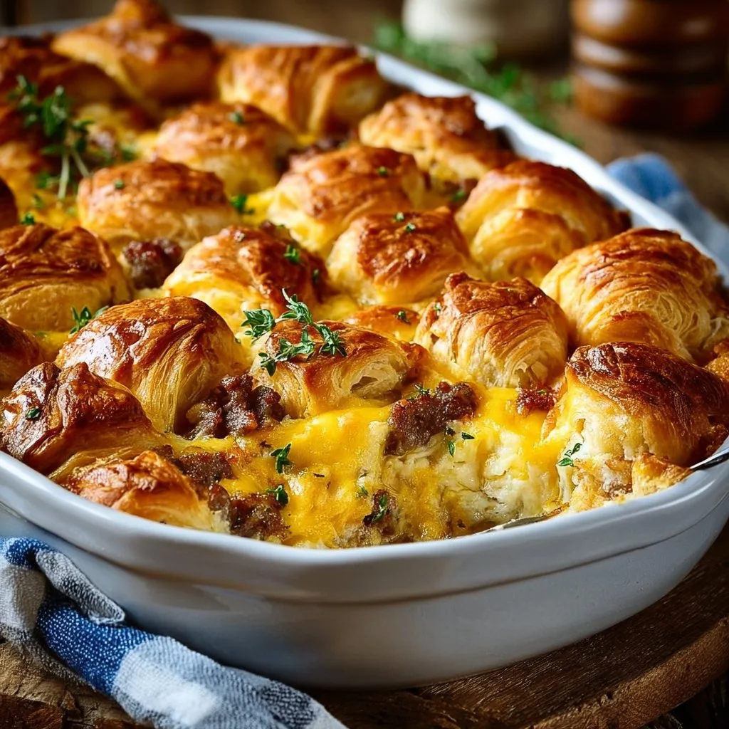 Overnight Croissant Breakfast Casserole