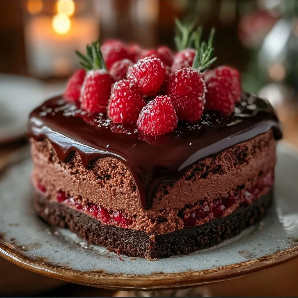 Dark Chocolate Raspberry Mousse Cake