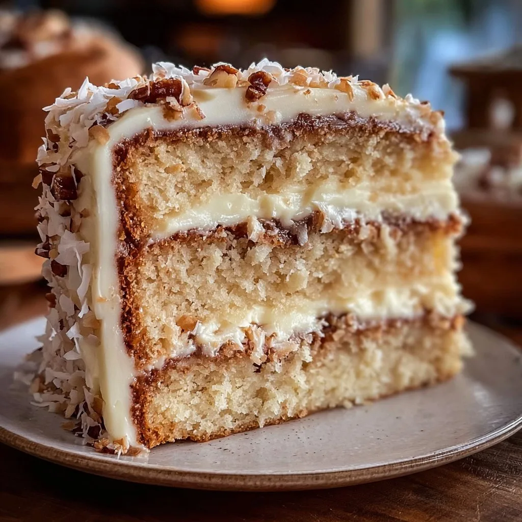 Easy White German Chocolate Cake With Cheesecake Center