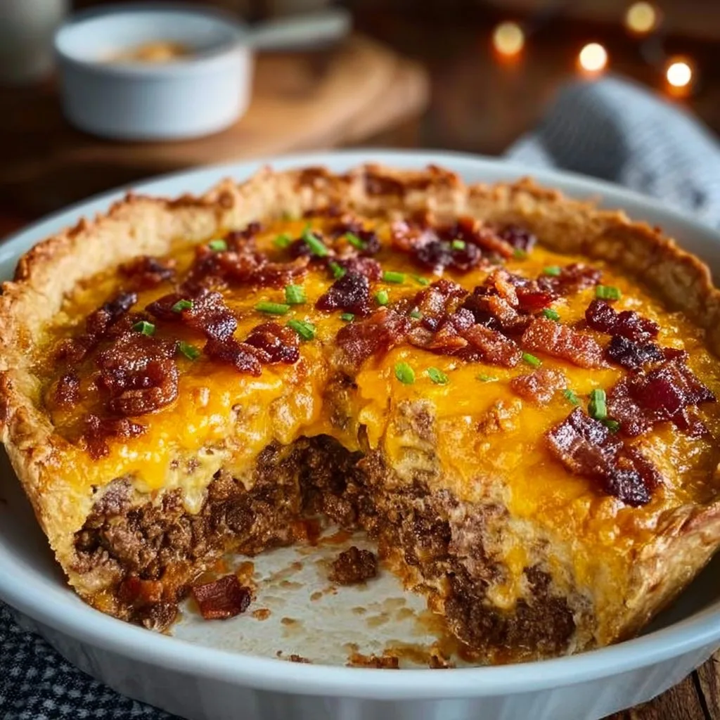 Indulge in a Hearty Bacon Cheeseburger Pie Recipe Today!