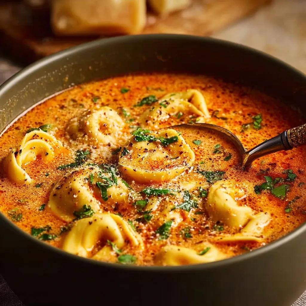 Cheesy Tomato Tortellini Soup