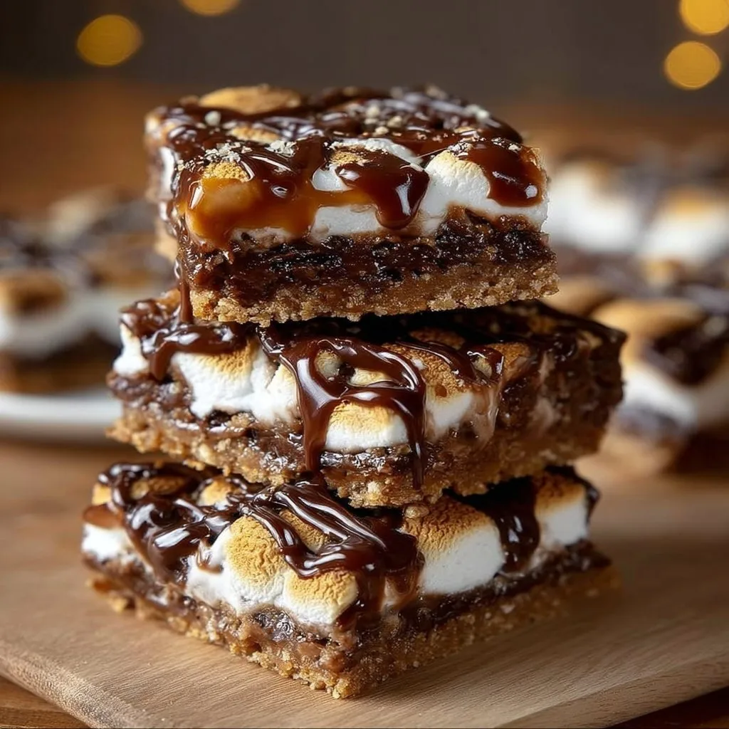 Gooey Chocolate Drizzled S'more Bars