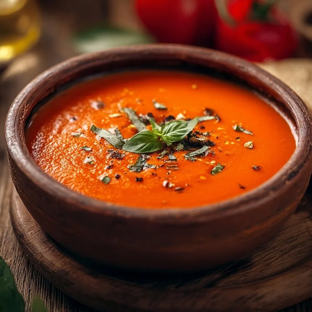 Creamy Tomato Soup with Roasted Bell Peppers 2 Creamy Tomato Soup with Roasted Bell Peppers
