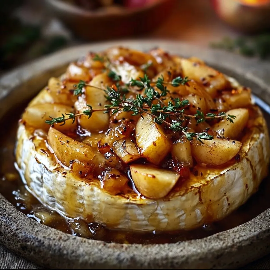 Golden Baked Brie with Caramelized Apples and Thyme Bliss