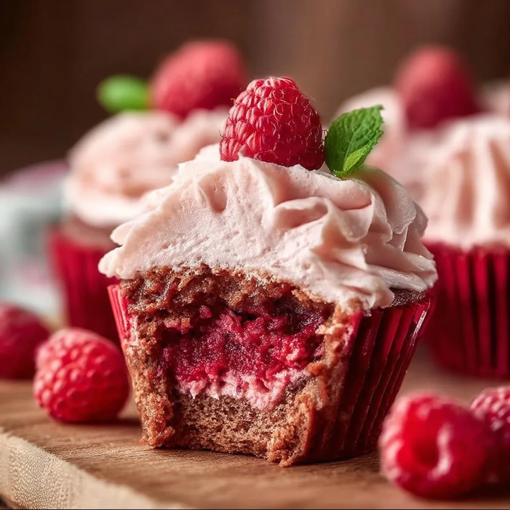 Raspberry Cupcakes with Raspberry Filling and Russian Buttercream