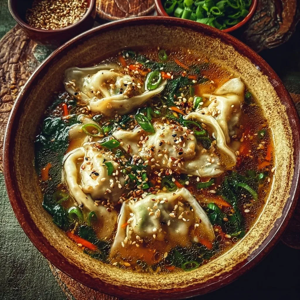 Steaming Hot Asian Potsticker Soup
