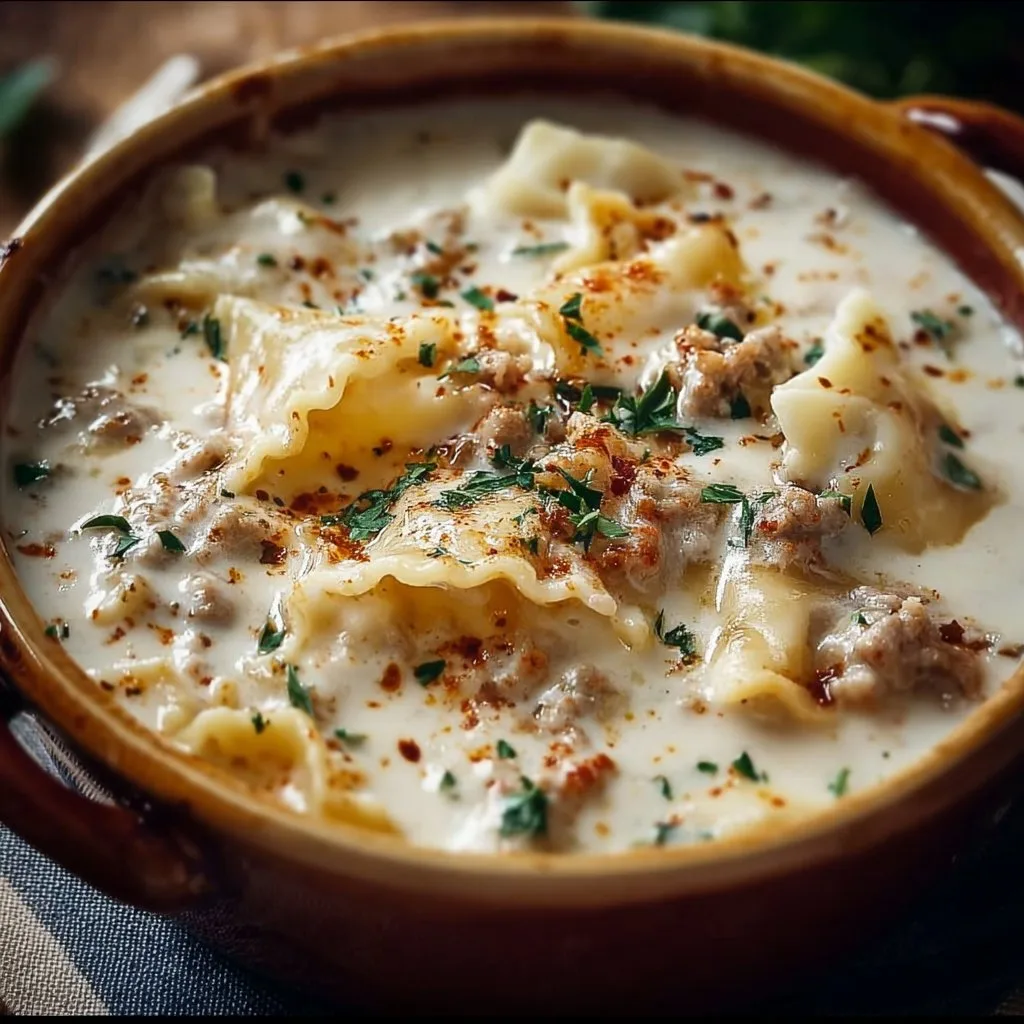Creamy White Lasagna Soup