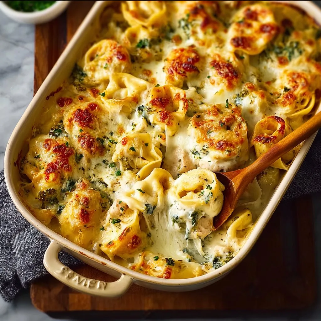 Cheesy Chicken Tortellini Bake for Two