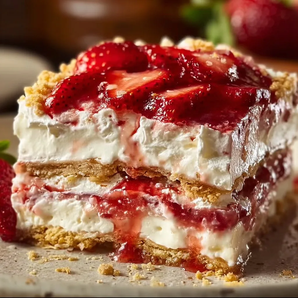 No-Bake Strawberry Cheesecake Lasagna