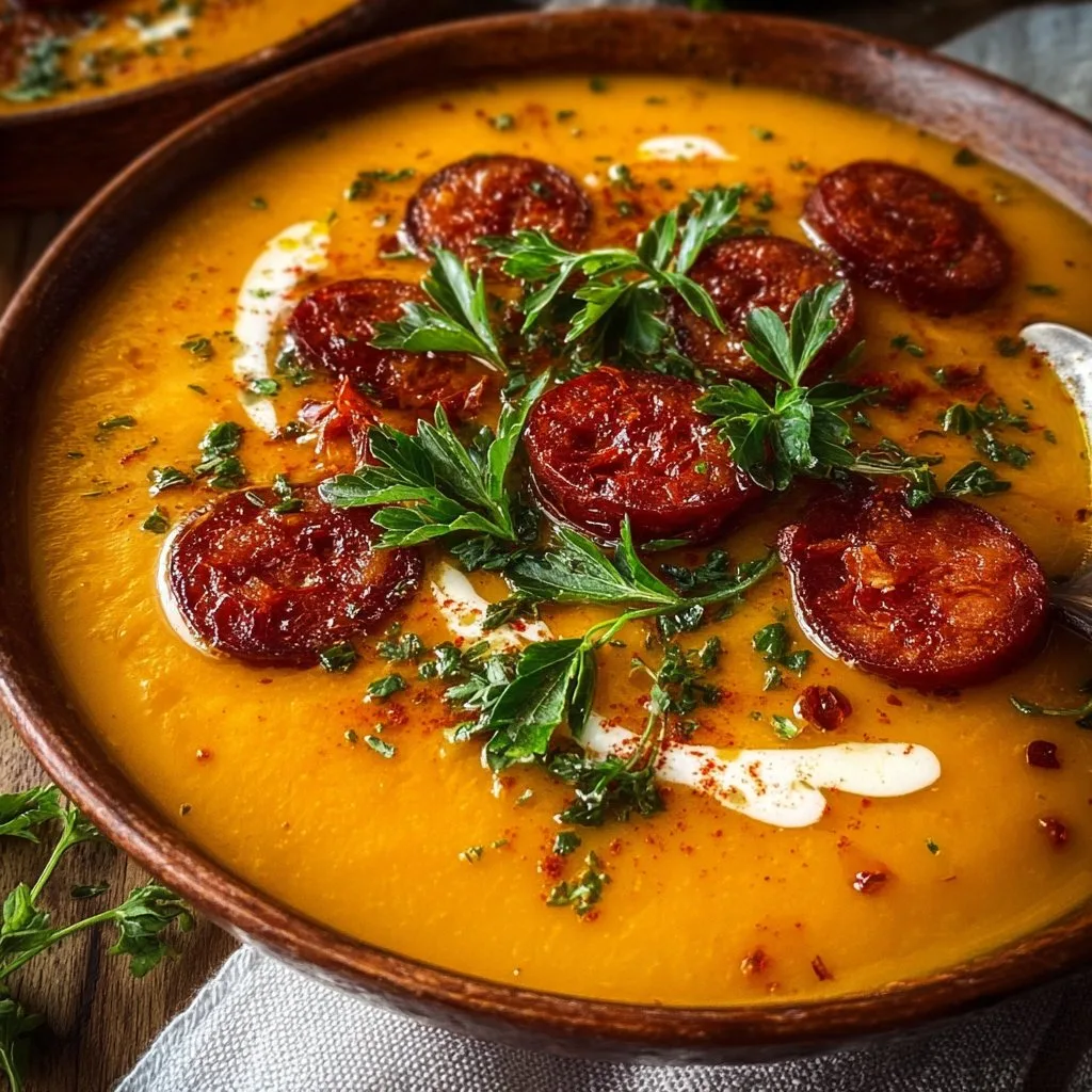 Spicy Chorizo Pumpkin Soup