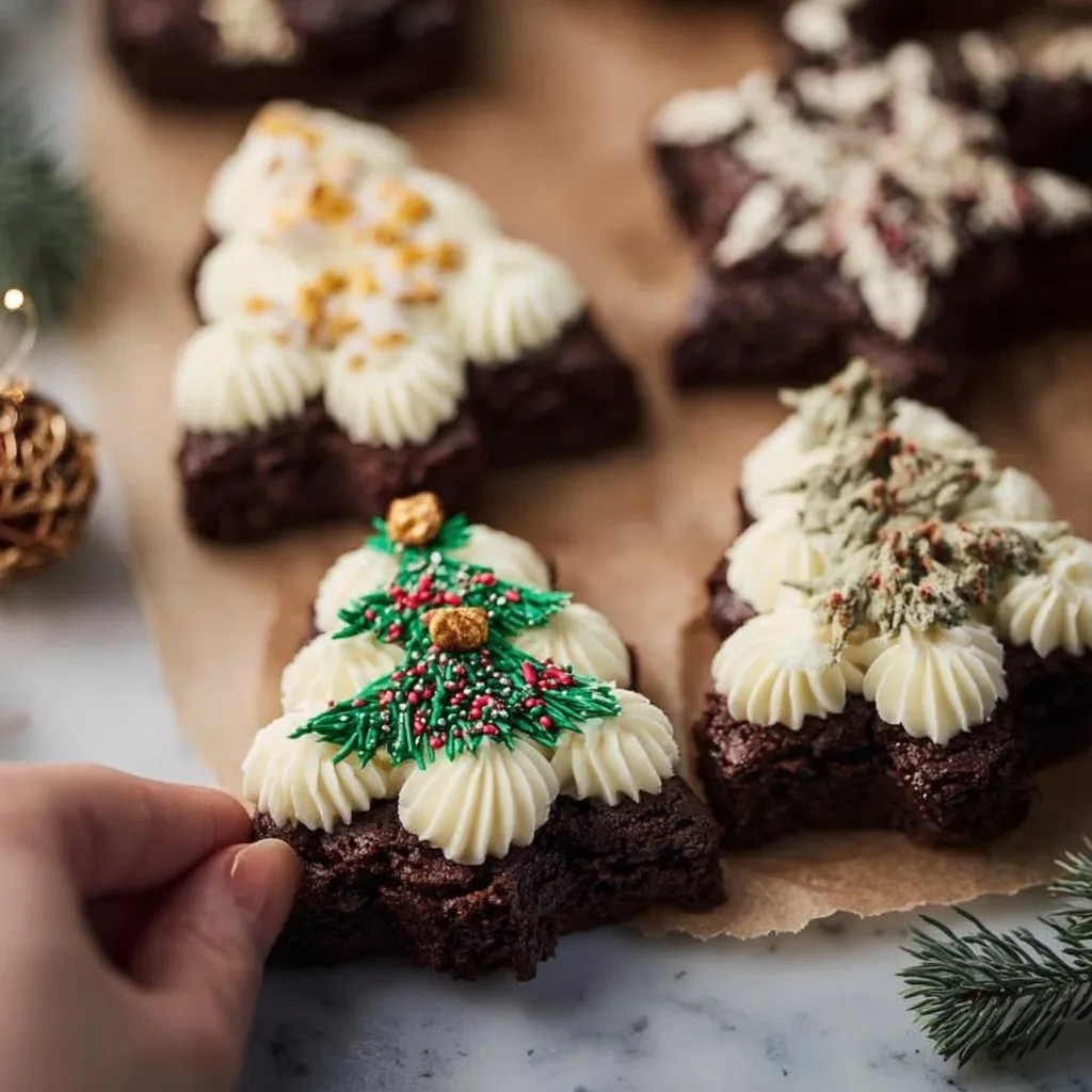 Christmas Brownie Shapes with Festive Buttercream Frosting Recipe