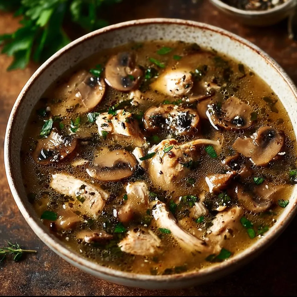 Quick Mushroom Soup with Rotisserie Chicken