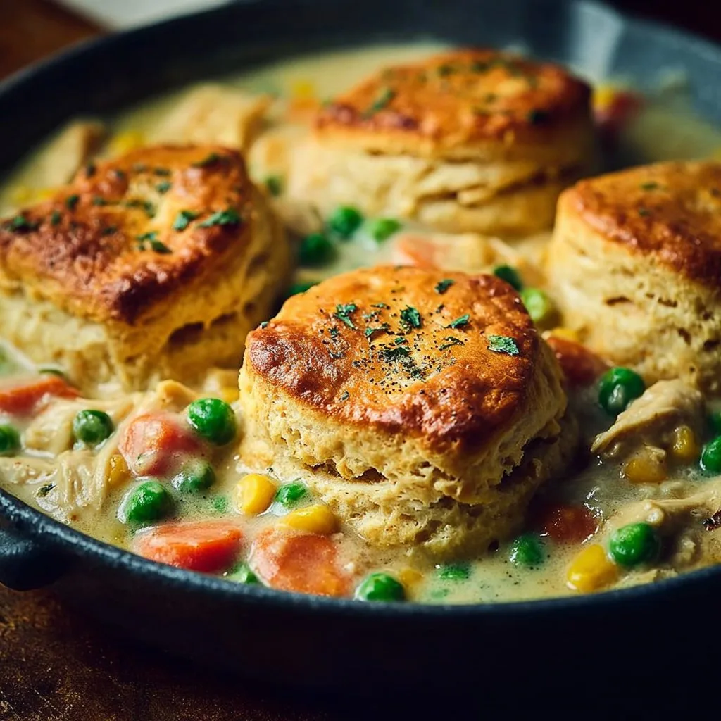 Simple Chicken Pot Pie with Biscuits