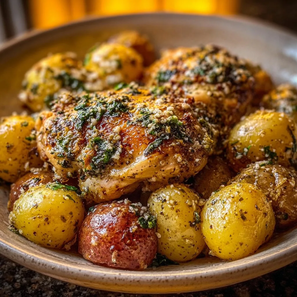 Garlic Parmesan Crockpot Chicken & Potatoes