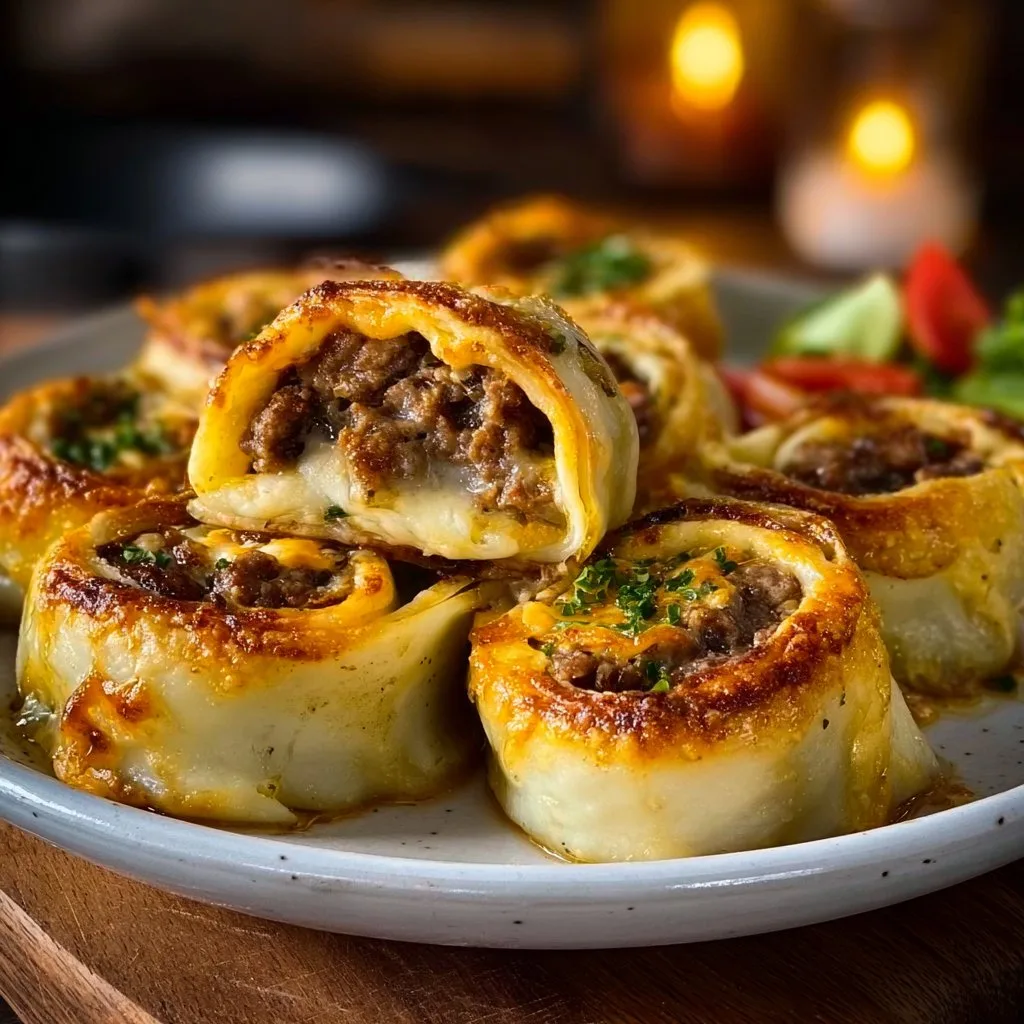 Indulge in Garlic Butter Cheeseburger Rollups for a Quick Delight!