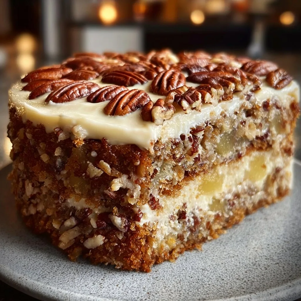 Southern Creamy Pineapple Pecan Cake