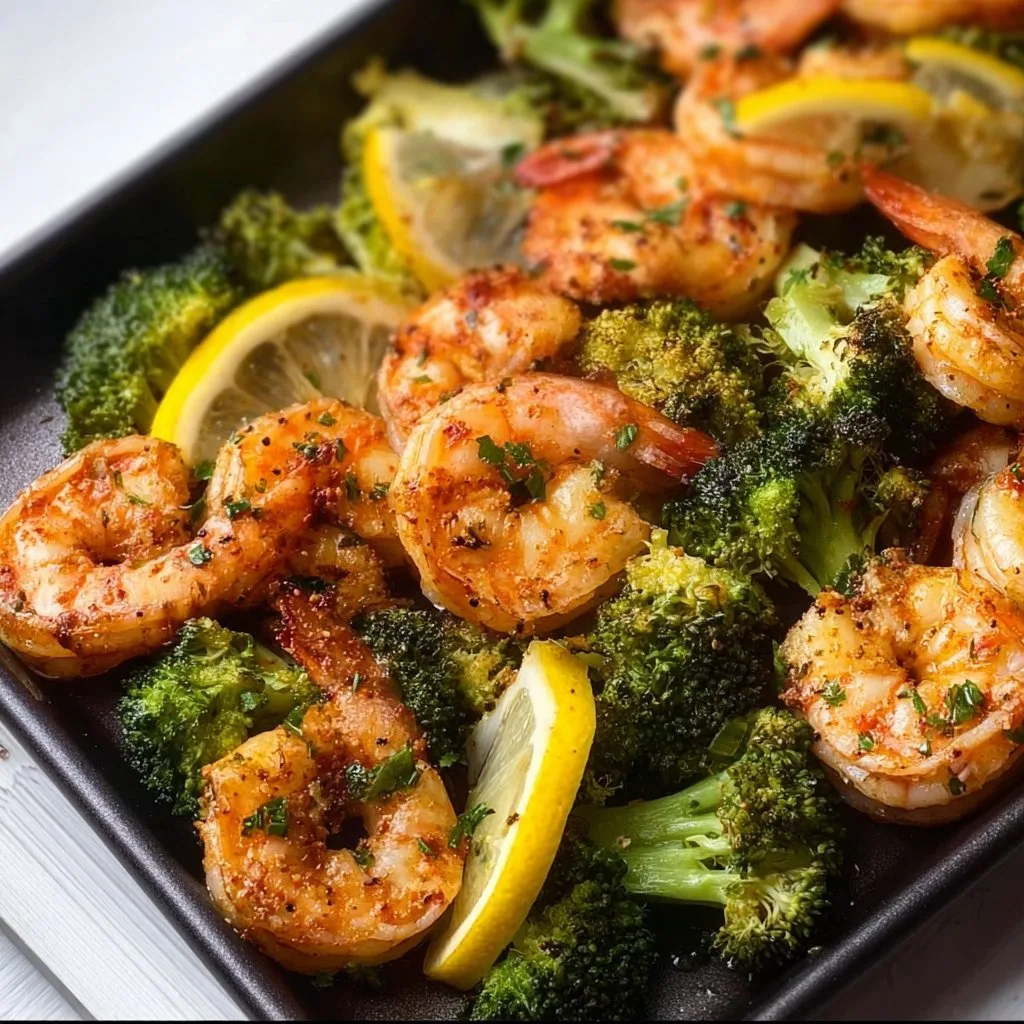 Sheet-Pan Lemon Garlic Butter Shrimp & Broccoli
