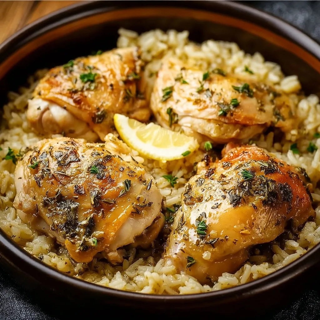 Slow Cooker Lemon Herb Chicken and Rice