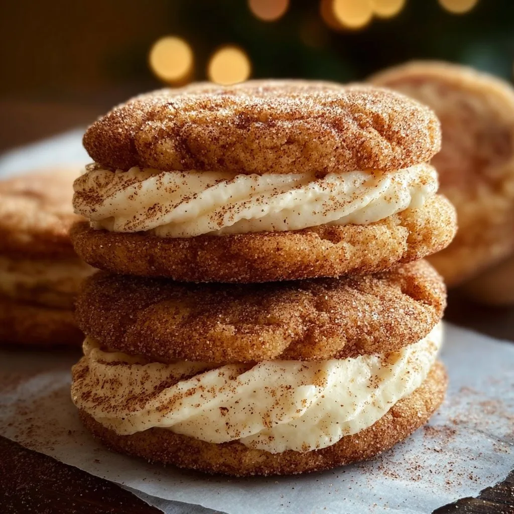 Eggnog Snickerdoodle Sandwich Cookies 3 Eggnog Snickerdoodle Sandwich Cookies