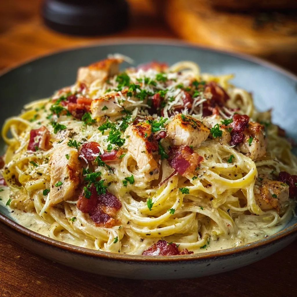 Creamy Italian Chicken Carbonara with Smoky Bacon