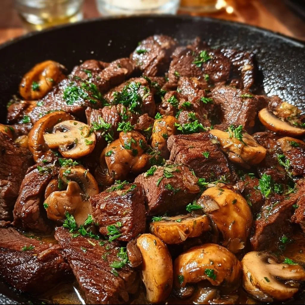 Garlic Butter Steak & Mushrooms Skillet