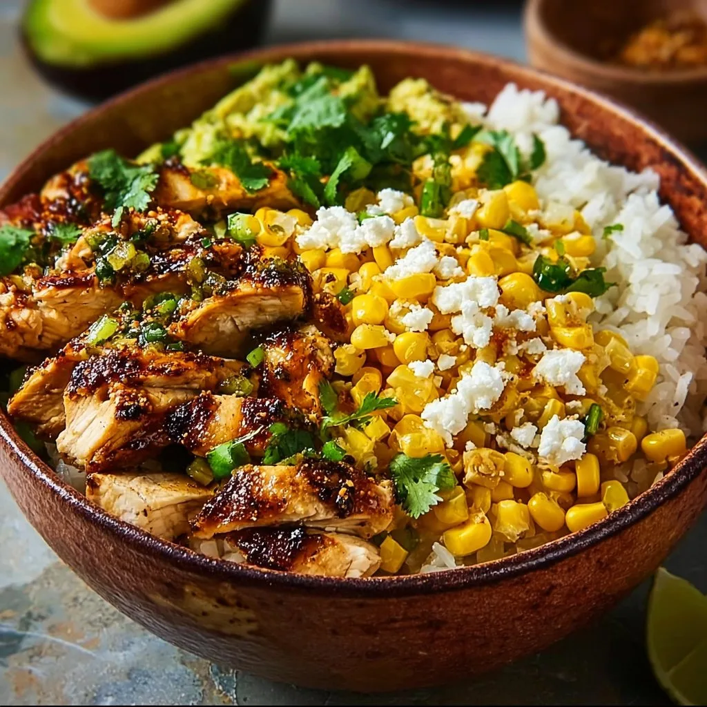 Street Corn Chicken Rice Bowl