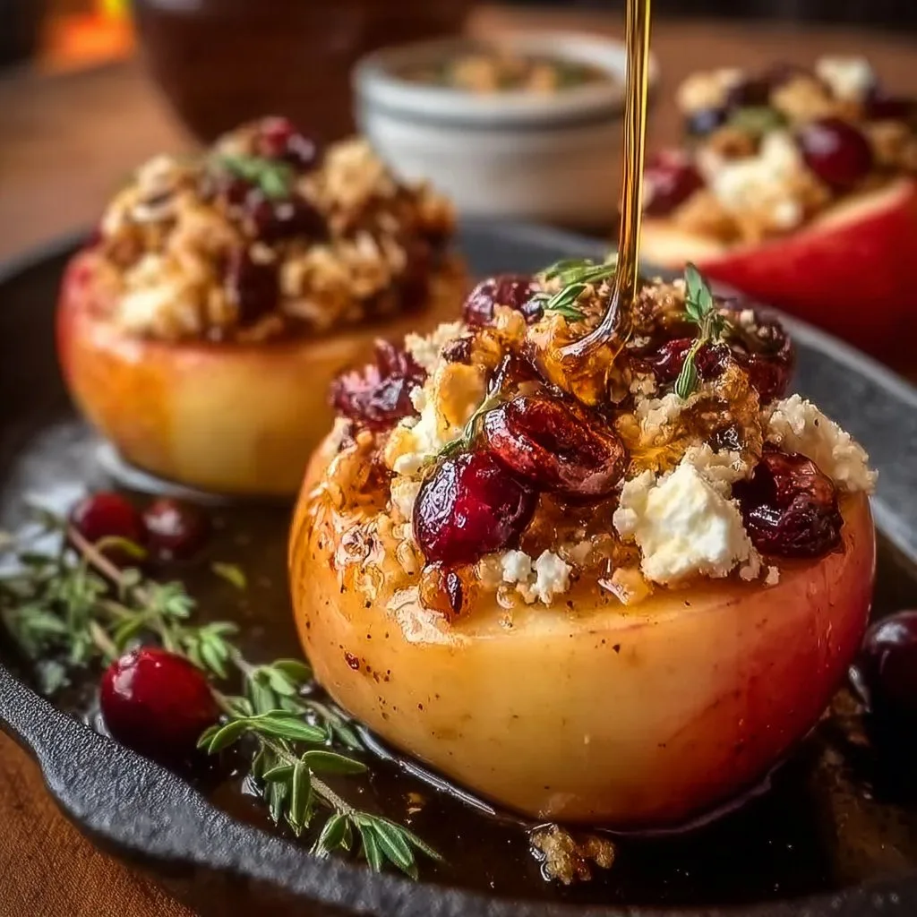 Baked Apples with Feta, Honey, and Cranberries