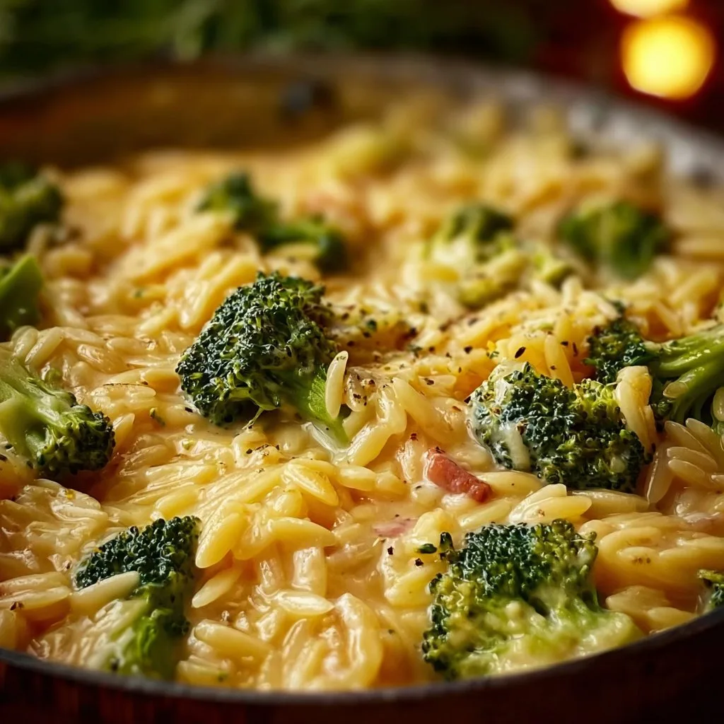 Creamy One-Pot Broccoli Cheddar Orzo