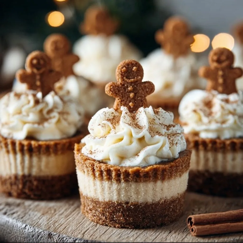 Mini Gingerbread Cheesecake Cupcakes with Spiced Whipped Cream Recipe