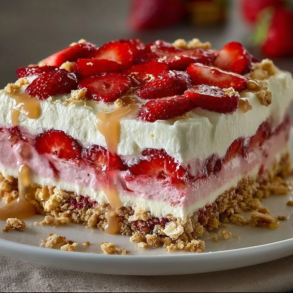 No-Bake Strawberry Crunch Cake