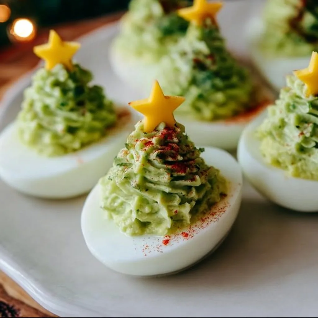 Christmas Tree Deviled Eggs with Avocado Recipe