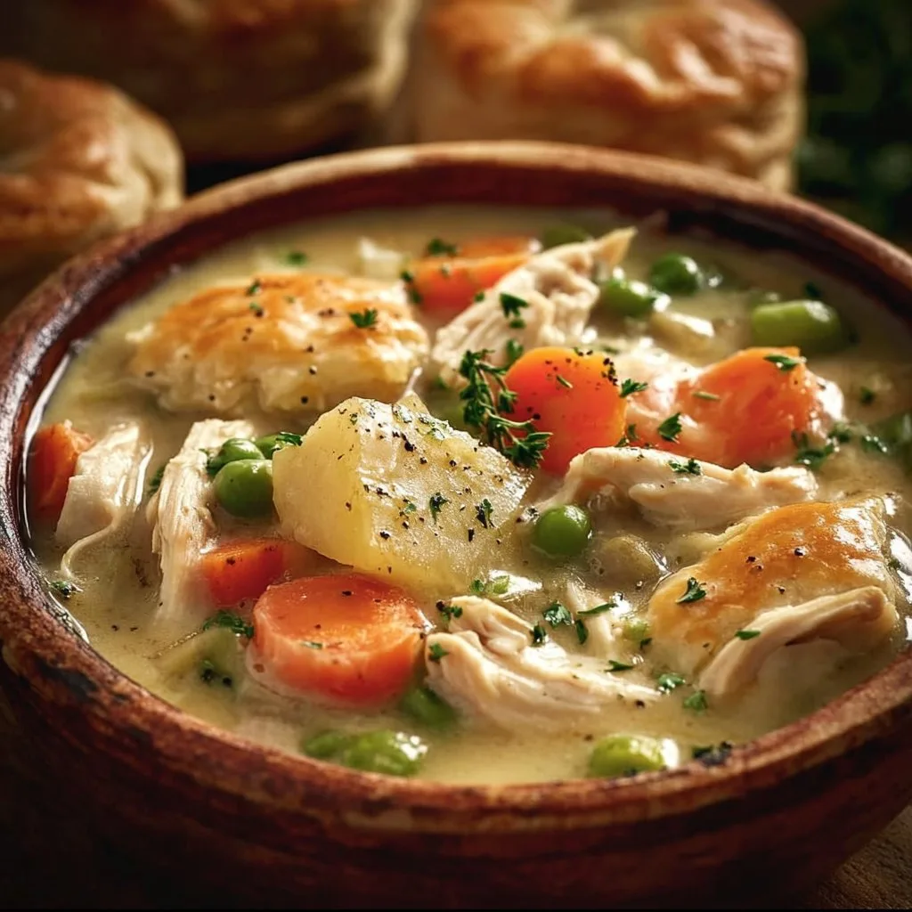 High Protein Chicken Pot Pie Soup