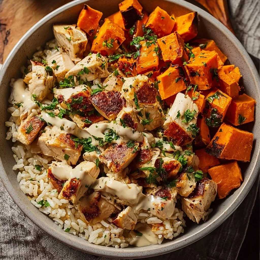 Healthy Chicken & Sweet Potato Rice Bowl