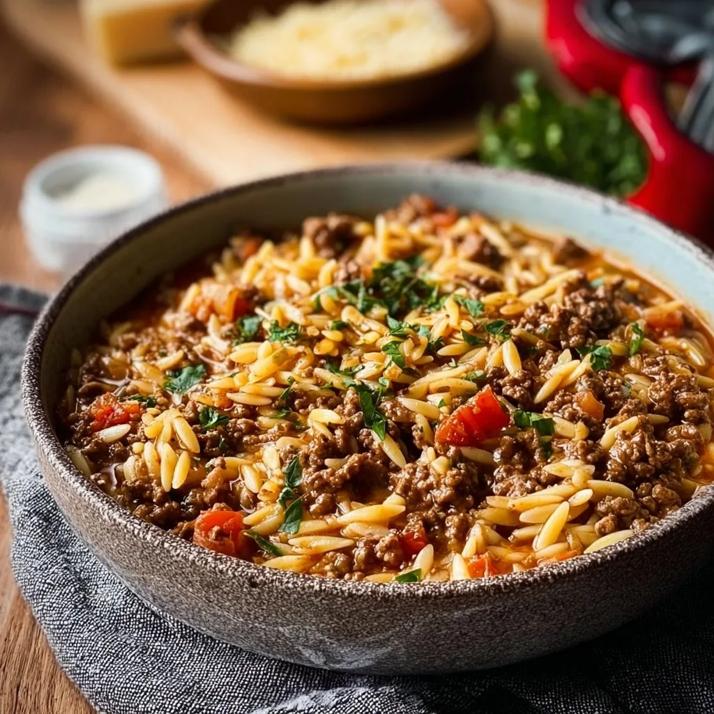 Savory Ground Beef Orzo 4 Savory Ground Beef Orzo