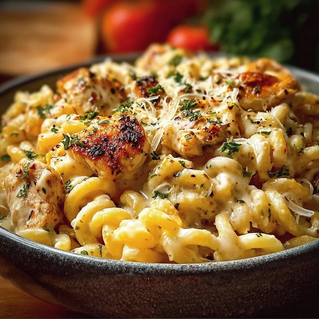 Crockpot Garlic Parmesan Chicken Pasta