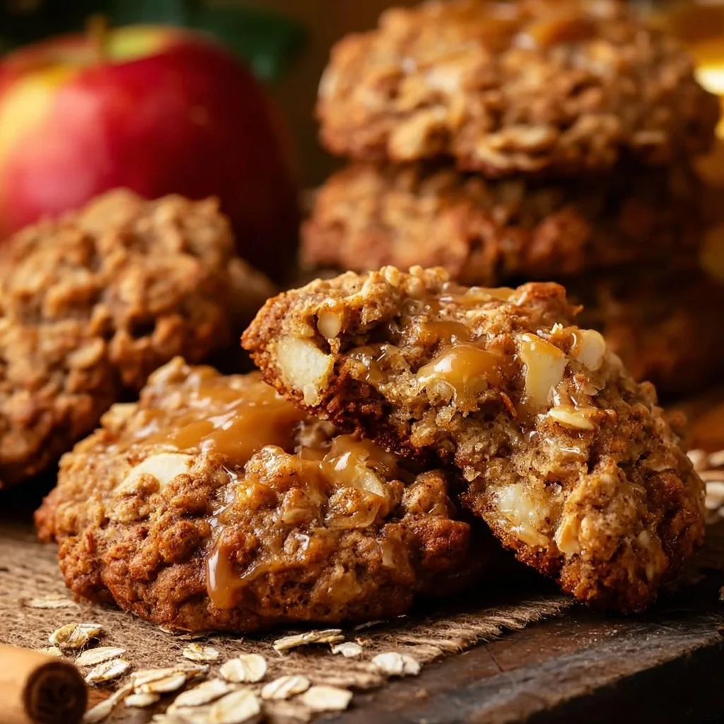 Chewy Caramel Apple Oatmeal Cookies
