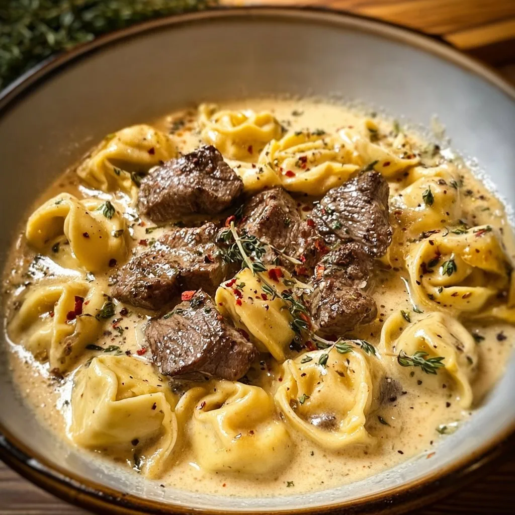 Experience the Creamy Delight of Garlic Steak Tortellini in Creamhouse Sauce