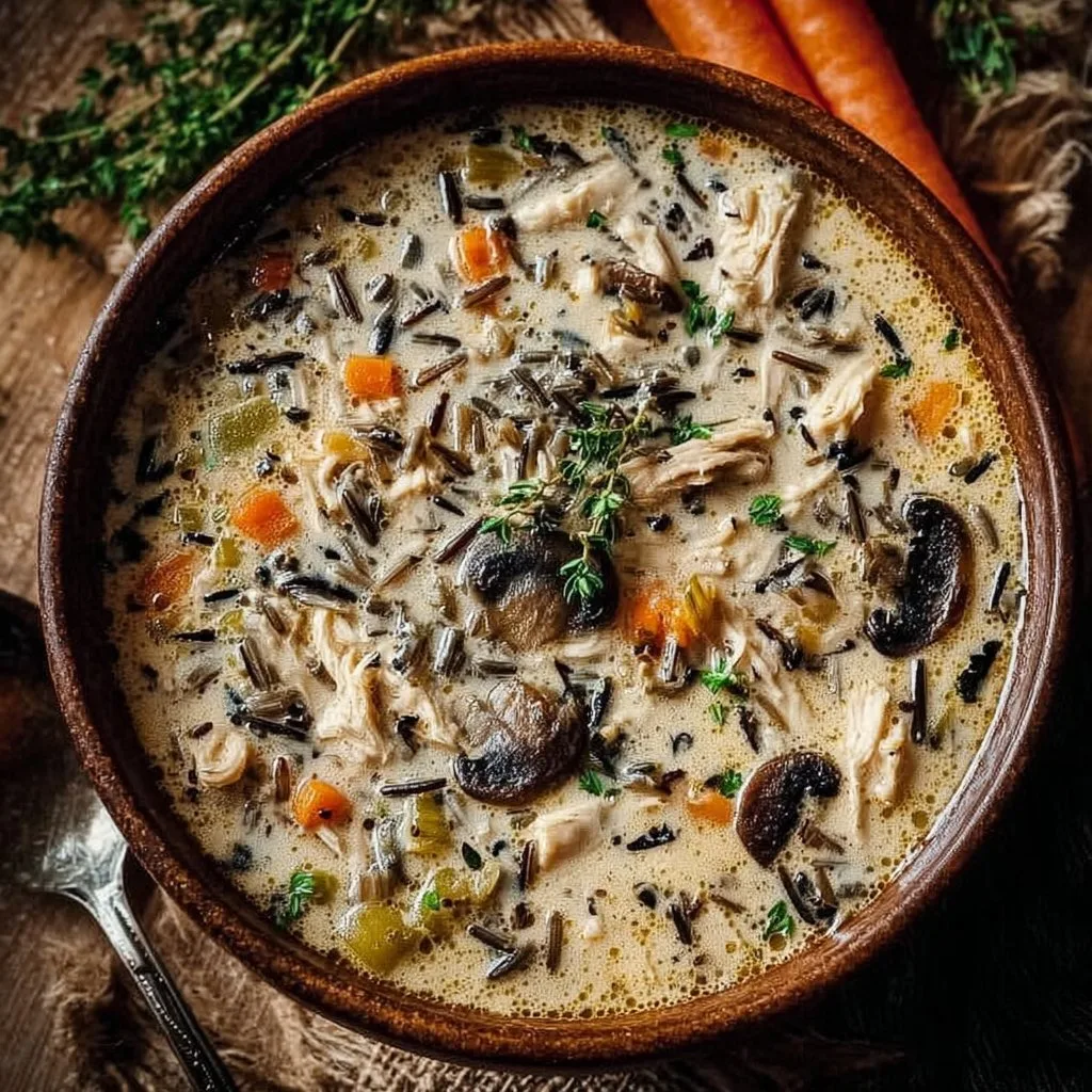 Creamy Mushroom Chicken and Wild Rice Soup