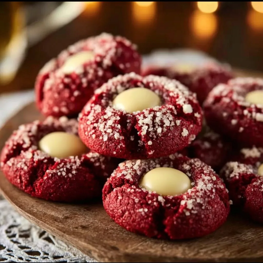 Red Velvet Thumbprint Cookies