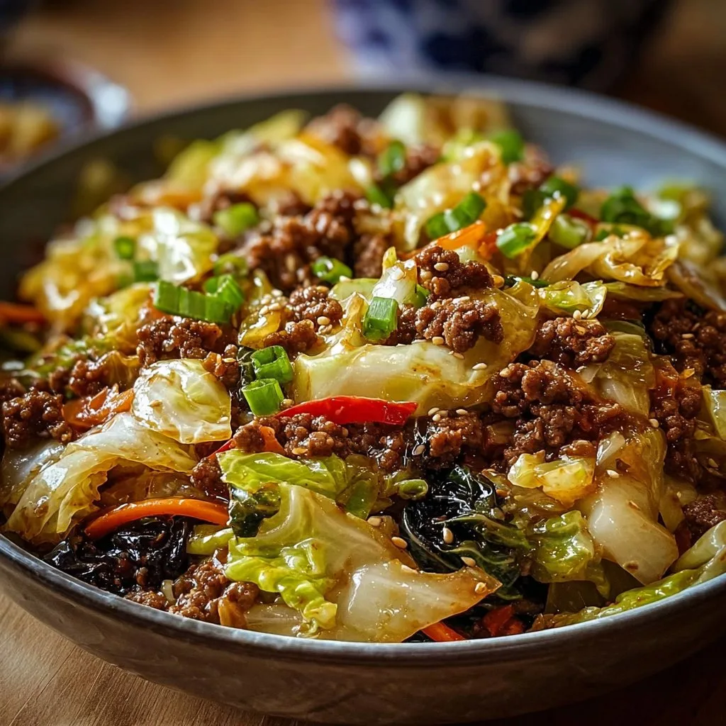 Chinese Ground Beef and Cabbage Stir-Fry